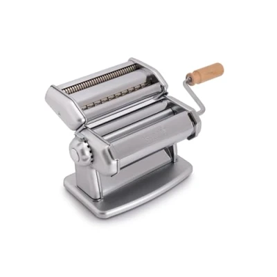 Afbeelding van Imperia Ipasta klassieke lijn pastamachine, 100% Made in Italy. Verse pastamachine van staal. Handmatige bladeruitsteker met zwengel voor bladeren, lasagne, tagliolini, fettuccine (zilver)