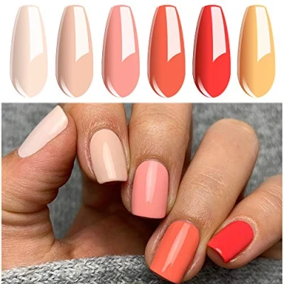 Afbeelding van Vishine 6 stuks gelnagellak, de designset voor nagellakset, semi permanente nagelset, oranje, uv led nagellak, 8 ml