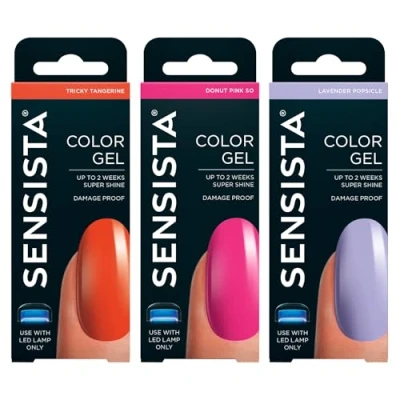 Afbeelding van Sensista Floral Fiesta Set Color Gel Gellak Voordeelset Oranje Rood Roze Lila nagellak voor LED lamp 3 stuks