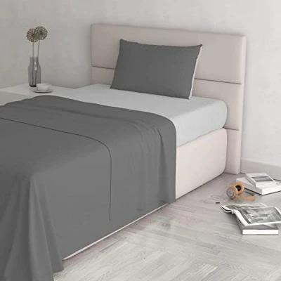Afbeelding van Italian Bed Linen Natural Color Beddengoedset, 100% katoen, lichtgrijs/rook, klein dubbel