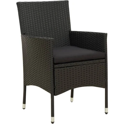Afbeelding van Tuinstoelen 4 st met kussens poly rattan zwart