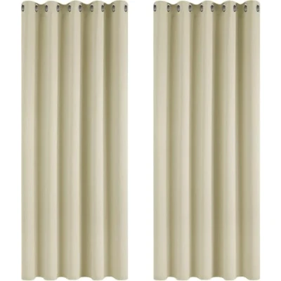Afbeelding van Deconovo Gordijnen Verduisterend, 2 stuks, Beige, Warmte isolerend voor Woonkamer Slaapkamer met Oogjes, 168x229 cm (B x H)