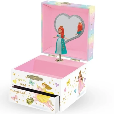 Afbeelding van Muzikale Prinses Sieradendoos voor Meisjes Muziekdoos Kinderen met Draaiende Prinses, Verjaardagscadeaus Kleine Meisjes, Sieradendozen, 10,8 x 12,1 8,9 cm Leeftijden 3 10