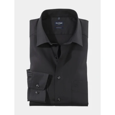 Afbeelding van Olymp overhemd mouwlengte 7 extra lange mouwen Luxor Modern fit normale zwart effen