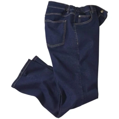 Afbeelding van ATLAS FOR MEN Heren Jeans Regular Taille Semi Elastisch Stretch Rechte pasvorm Herenbroek Verkrijgbaar in Grote Maten, Donkerblauw, 52