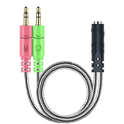 Afbeelding van MillSO 3,5 mm jack adapter Y Splitter audiokabel met aparte microfoon en hoofdtelefoonstekker voor pc, PS4 gaming headset 20 cm zwart