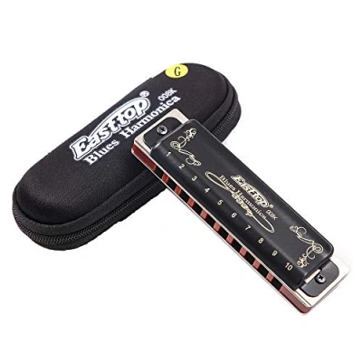 Afbeelding van 10 gaats 20 tone 008K zwarte harmonica, diatonische Blues harmonica G Key, mondharmonica harp mondorgel voor professionals, kinderen, beginners, volwassenen en studenten standaard
