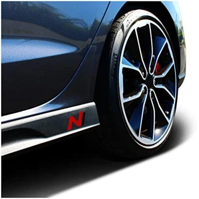 Afbeelding van 2 stuks zijdrempelbeschermfolie, zelfklevend, zijwaartse logo, perfecte pasvorm voor auto K055 (carbon/rood/zwart)