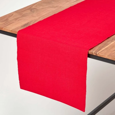 Afbeelding van Homescapes tafelloper van 100% katoen, rood