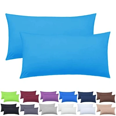 Afbeelding van NatureMark 2 pack jersey kussensloop kussenslopen zijslaper nekkussen vele maten en kleuren OEKO TEX (40 x 80 cm, turquoise)