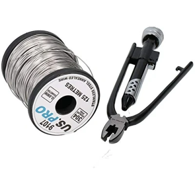 Afbeelding van AB Tools Lock Wire Lockwire Twist Twisting Tang + 125 Meter 0,8 mm Roestvrij Staaldraad