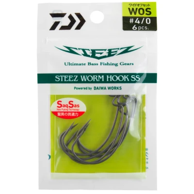 Afbeelding van Daiwa Steez Worm Hook SS WOS Roofvis Haak #4/0 6 stuks Dropshothaken