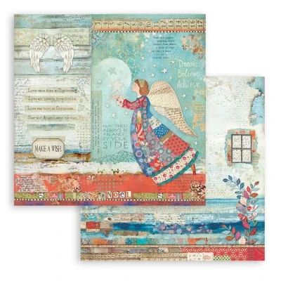 Afbeelding van Stamperia Christmas Patchwork Angel 12x12 Inch Paper Sheets (10pcs) (SBB807) (DISCONTINUED)