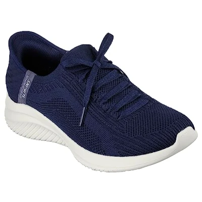 Afbeelding van Skechers Ultra Flex 3.0 Briljant Pad dames Sneaker Low top, Marineblauwe gebreide mint trim, 35.5 EU