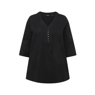 Afbeelding van Ulla Popken 797450 Tuniek voor dames, grote maten, plus size, bubbelkwaliteit, 3/4 mouwen, zwart, 46