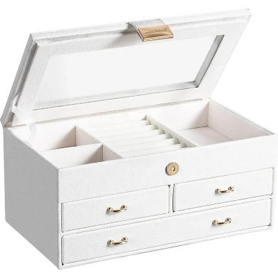 Afbeelding van Sieradendoos, juwelenkistje met 2 laden, PU leer, voor ringen, armbanden, oorbellen, fluwelen voering