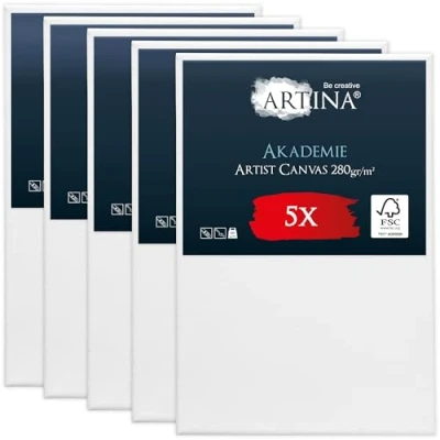 Afbeelding van Artina 5 Set schildersdoeken canvas in academie kwaliteit Schildersdoek wit paneel 20x30cm