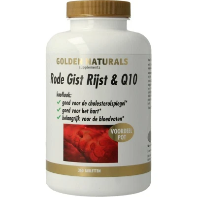 Afbeelding van Gratis Verzending: 2x Golden Naturals Rode Gist Rijst&amp;Q10 Vegan 360 tabletten