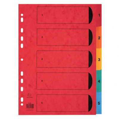 Afbeelding van Exacompta ref. 3110Z Soepele glanskartonnen tabbladen 225g/m2 FSC® met 5 numerieke bedrukte tabs van 1 tot Indexpagina meegeleverd Formaat A4