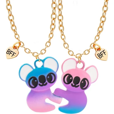 Afbeelding van Bixorp Friends BFF Ketting voor 2 met Blauwe &amp; Paarse Koala&#039;s Goudkleurig Koord Vriendschapsketting Cadeau