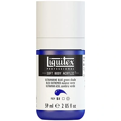Afbeelding van Liquitex 1959380 Professional Acrylfarbe Soft Body Künstlerfarbe in cremiger deckender Konsistenz, hohe Pigmentierung, lichtecht &amp; alterungsbeständig, 59ml Flasche Ultramarinblau (Grünton)