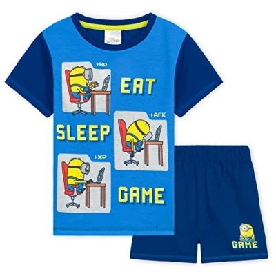 Afbeelding van MINIONS Jongens Pyjama Zomer Nachtkleding Korte Set Lounge Wear Grappige Tieners en Kinderen PJ&#039;s 2 14 Jaar Zachte Ademende Slaapkleding Officiële Merchandise (Blauw, 9 10 Jaar)
