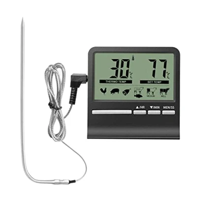 Afbeelding van CAM2 Oventhermometer, braadthermometer, uitgerust met groot digitaal lcd display, timer, sonde van roestvrij staal 304, magneetadsorptie, waarschuwing voor hoge temperatuur, nauwkeurige
