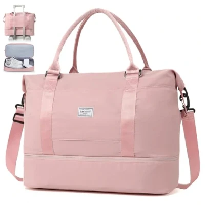 Afbeelding van TANTOMI reistas, handbagage, sporttas voor dames, 46 x 23 32 cm, tas, weekendtas, waterdichte duffle bag, trainingstas, ziekentas, geschikt geboorte, vakantie, camping, 1 5