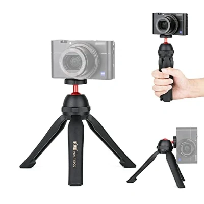 Afbeelding van KIWIFOTOS mini bureaustatief met 360 draaibare kantelbare balkop, selfiestick handvat voor vlog spiegelloze en compacte camera, instapspiegelreflexcamera&#039;s, led lampen, projectoren een