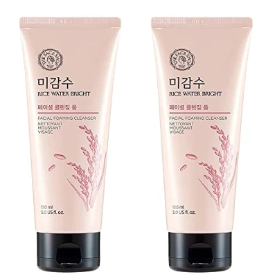 Afbeelding van THEFACESHOP ] Set van 2 schuimende gezichtsreinigers voor dagelijks gebruik met rijstwater, vochtinbrengende crème en bleekverzorging alle huidtypes, 150 ml
