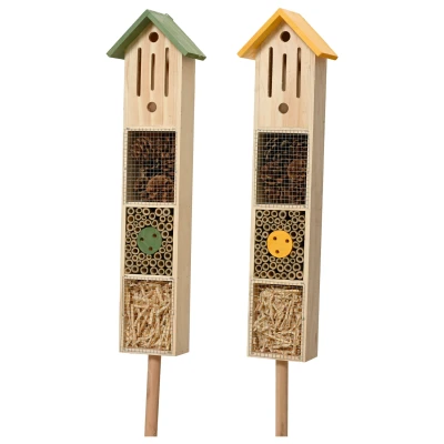 Afbeelding van Decoris Insectenhotel Op Stok Nestkast Groen Geel