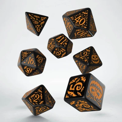 Afbeelding van Q Workshop HAP69 Halloween pompoen zwart &amp; oranje dice set (7)