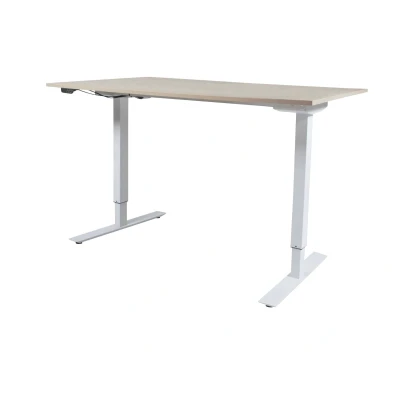 Afbeelding van Lectro Plus bureau, zit sta (64 130cm) hoogte verstelbaar dmv elektromotoren met 140x80cm havana/ kersen licht 25mm blad en zwart (RAL9005) frame
