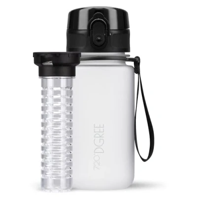 Afbeelding van 720DGREE Water Bottle Kids 350ml &quot;uberBottle&quot; +Fruit Infuser, softTouch Waterfles BPA Free, Lekvrij, Herbruikbaar Drinkfles licht, klein voor Kinderen van 3 Jaar, Kleuterschool, Jongen, Meisje