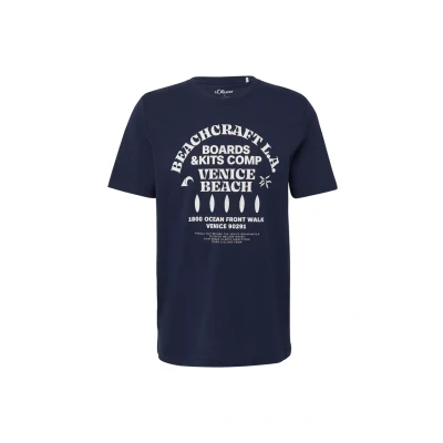 Afbeelding van s.Oliver MIT Crewneck UND Artwork Tshirt print, Heren, Maat: Small, Tiefblau