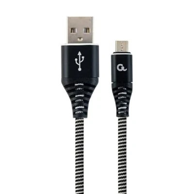 Afbeelding van Premium micro USB laad &amp; datakabel &#039;katoen&#039;, 2 m, zwart/wit