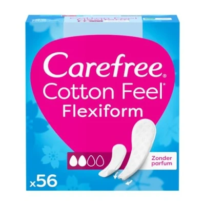 Afbeelding van Carefree Cotton Feel Flexiform luchtdoorlatende inlegkruisjes parfumvrij absorptiegraad twee 5 x 56 stuks