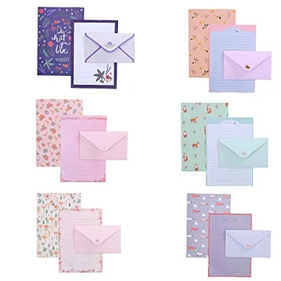 Afbeelding van 36 Stks Mooie Brief Papier Gevoerd Briefpapier met 18 Envelop Schrijven Stationaire Set voor Kantoor Thuis School (6 Sets)