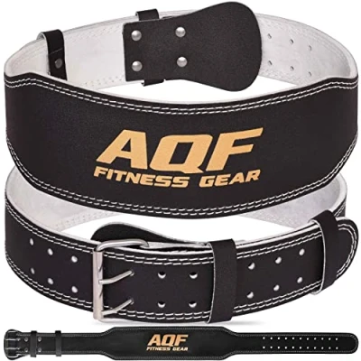 Afbeelding van AQF 4&quot; Lederen Gewichtheffende Riem Gevoerde Lumbaal Rugsteun met Suède Voering en stalen Roller Buckle Voorgevormde Fitness Orgaanbouw (M)