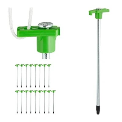 Afbeelding van Relaxdays tentharingen set van 18 tentspijkers 25 cm grondpennen met oogje staal lichtgroen