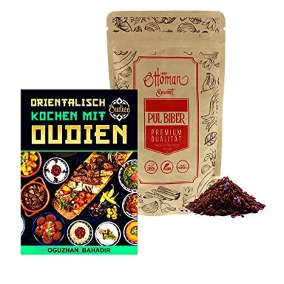 Afbeelding van OUDIEN Pul Biber van Ottoman, gedroogde paprikaflokken 200 g, kruidenmengsel paprika scherp incl. e book met 20 lekkere recepten