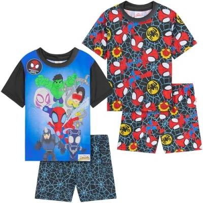 Afbeelding van Get Trend PJ&#039;s voor jongens, set van 2 pyjama&#039;s met korte mouwen kinderen, tieners, loungesets, nachtkleding, zacht, comfortabel, nachtkleding Multi Marvel, 4 5 jaar