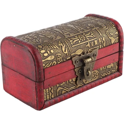 Afbeelding van Allecto Plus Antieke Egyptische houten opbergdoos voor sieraden en juwelen Meubilair props kunsthandwerk met slot vintage design decoratieve rekwisieten handgemaakt 70 karakters