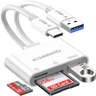 Afbeelding van KiWiBiRD USB C SD kaartlezer, Micro naar Type A OTG Adapter voor SDHC SDXC TF UHS I kaarten compatibel met iPhone 15 Plus Pro Max MacBook Air iPad mini 6 Galaxy S24 Android