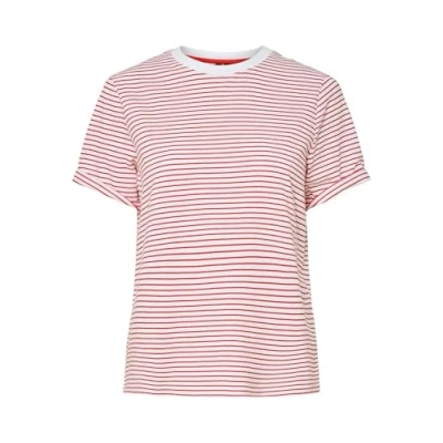 Afbeelding van Pieces Pcria SS FOLD UP TEE Stripes NOOS Tshirt print Bright white, Dames, Maat: XS, white