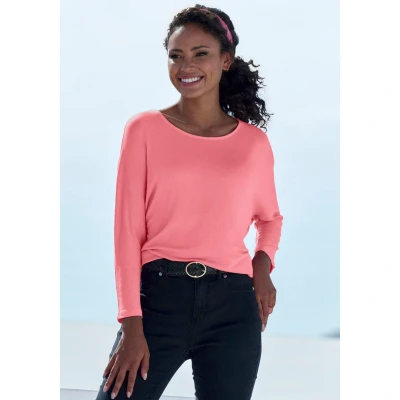 Afbeelding van Lascana Shirt met 3/4 mouwen vlindermouwen van zachte fijn gebreide kwaliteit viscose (1 delig)