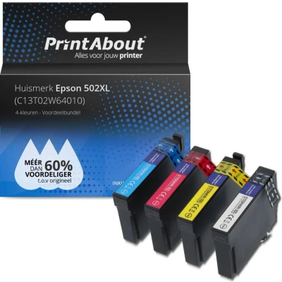 Afbeelding van Huismerk Epson 502XL (C13T02W64010) Inktcartridge 4 kleuren Voordeelbundel Hoge capaciteit