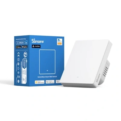 Afbeelding van SONOFF Smart WiFi wandschakelaar, intelligente lichtschakelaar, M5 Matter 1 Gang Type 80 met timing, stembediening, compatibel &amp; Alexa Google Home (neutrale draad vereist)