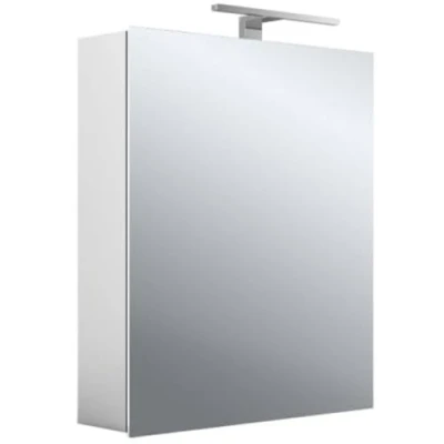 Afbeelding van Emco asis mee spiegelkast opbouw met 1 deur led verlichting 60x70x15 5cm aluminium look 949805049