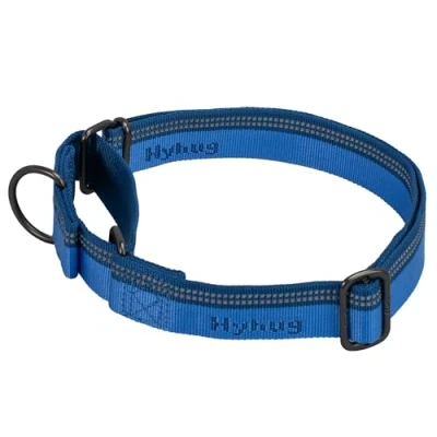 Afbeelding van Hyhug 2021 Sterke 3M Reflecterende Strip Dubbele Kleur Nylon Jacquard Weave Webbing Martingale Halsband, Comfortabele Verstelbare Veiligheid, Duurzaam Zacht Ademend, Veilige Nachtwandeling. (Medium Klassiek Blauw)
